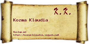 Kozma Klaudia névjegykártya